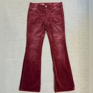Anthropologie Pilcro The Icon Flare Corduroy Jeans in Wine Size 27